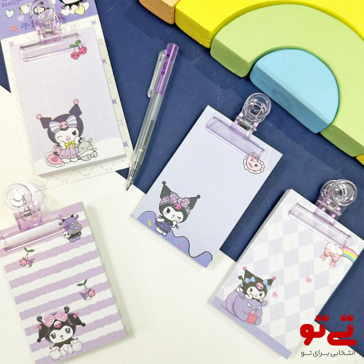 کاغذ یادداشت طرح کرومی همراه با کلیپس و خودکار مدل2654