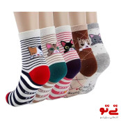 جوراب ساق بلند طرح گربه مدل2549