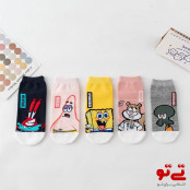 جوراب ساق کوتاه طرح باب اسفنجی و پاتریک مدل2434