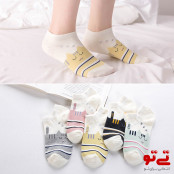 جوراب ساق کوتاه طرح گربه خوابالو مدل2488