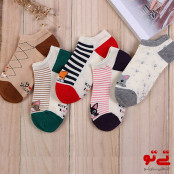 جوراب ساق کوتاه طرح گربه مدل 2474