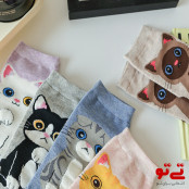 جوراب ساق کوتاه طرح گربه مدل2480