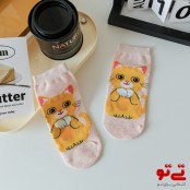 جوراب ساق کوتاه طرح گربه مدل2480