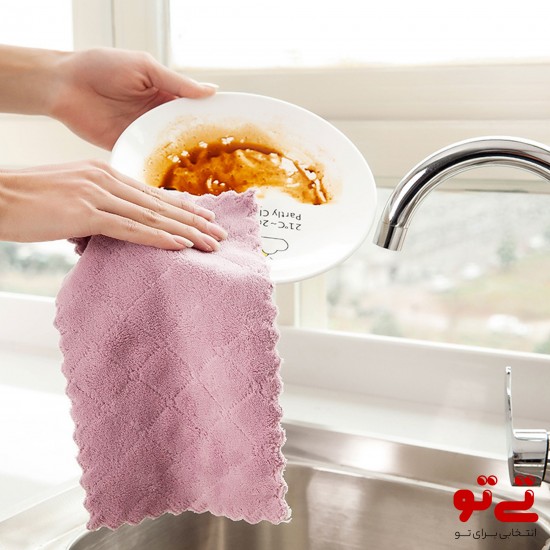 دستمال حوله ای میکروفایبر آشپزخانه برای پاک کردن سطوحی مثل ظروف